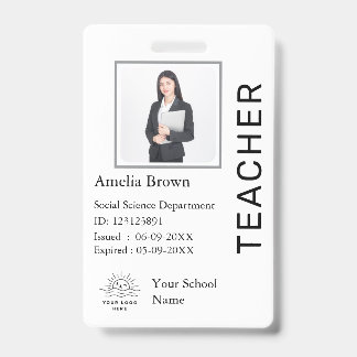 Badge Carte d'identité de professeur Nom École Modèle Ph