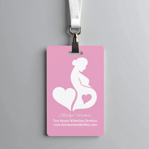 Badge Carte d'identité de sage-femme Doula Rose Hôpital