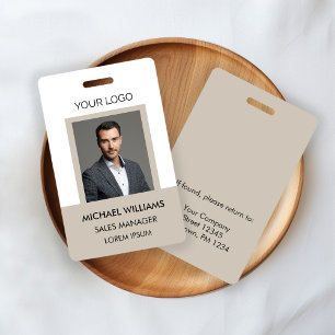 Badge Carte d'identité de salarié Blanc Beige