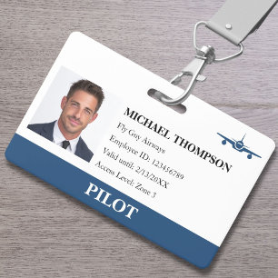 Badge Carte d'identité de sécurité photo pour pilote de 
