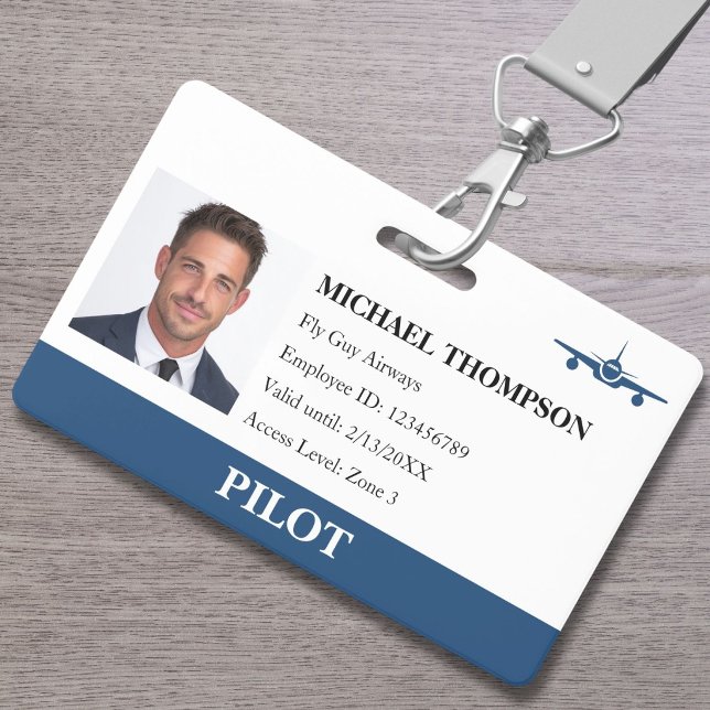 Badge Carte d'identité de sécurité photo pour pilote de  (Créateur téléchargé)