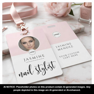 Badge Carte d'identité de styliste ongulaire Blush Rose