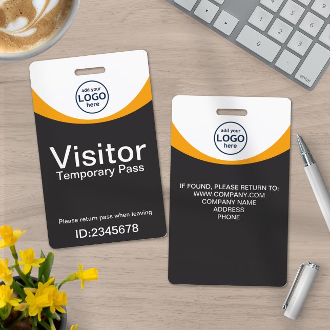Badge Carte d'identité de visiteur d'entreprise grise ja (Créateur téléchargé)