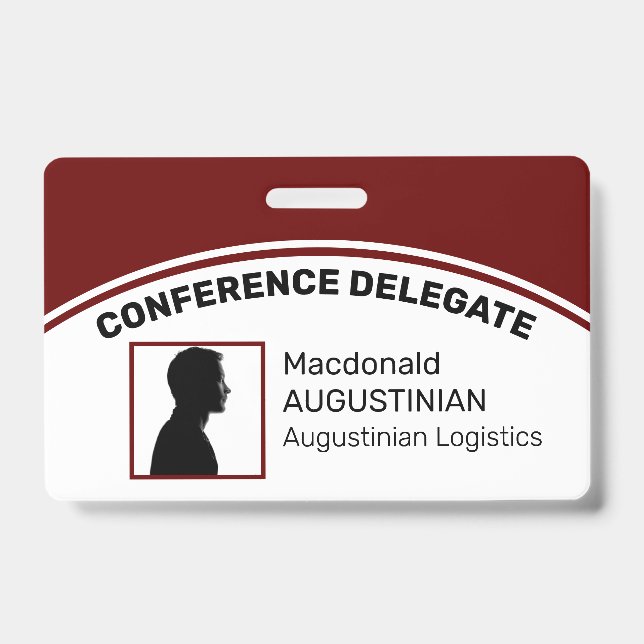 Badge Carte d'identité délégué BOURGUNDY avec logo perso (Avant)