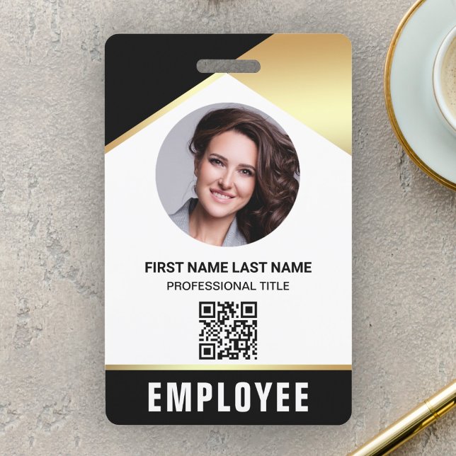 Badge Carte d'identité d'employé avec nom, photo et code (Créateur téléchargé)