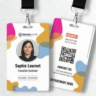 Badge Carte d'identité d'employé avec vague organique ab
