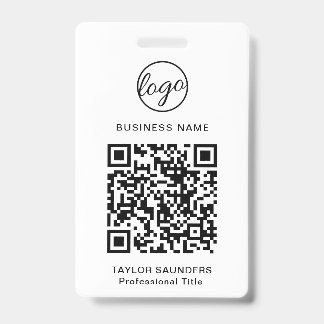 Badge Carte d'identité d'employé Code QR Noir et Blanc S