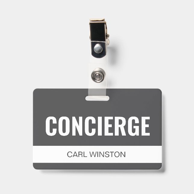 Badge Carte d'identité d'employé de concierge d'hôtel pe (Avant avec clip)
