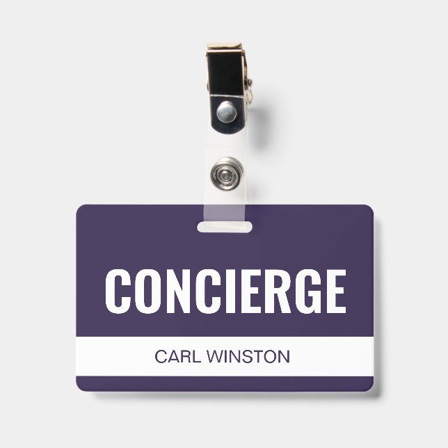 Badge Carte d'identité d'employé de concierge d'hôtel vi (Avant avec clip)