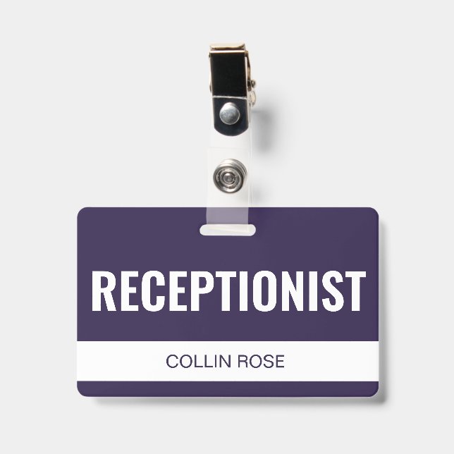 Badge Carte d'identité d'employé de la réception de l'hô (Avant avec clip)