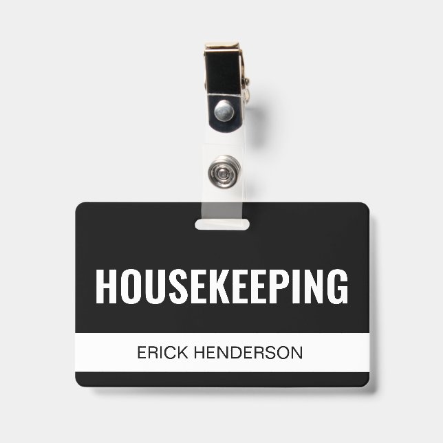 Badge Carte d'identité d'employé de ménage d'hôtel perso (Avant avec clip)
