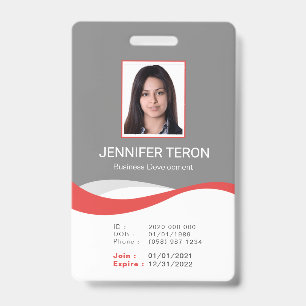 Badge Carte d'identité d'employé gris moderne personna
