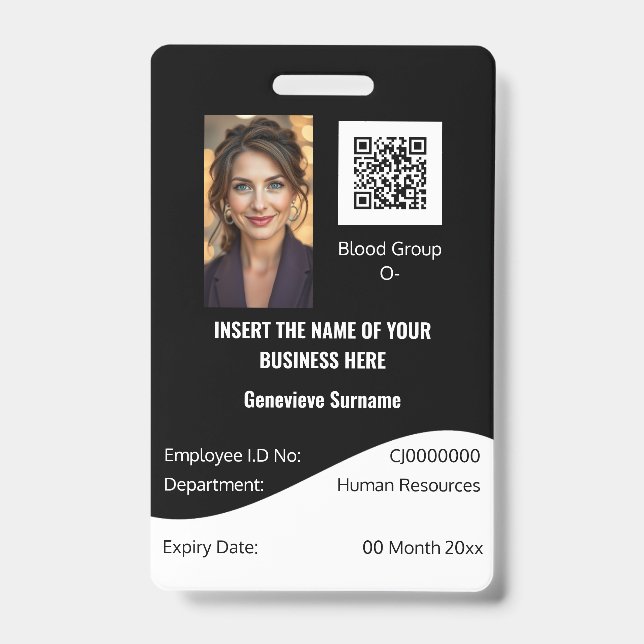 Badge Carte d'identité d'employé PERSONNALISÉE modifiabl (Avant)