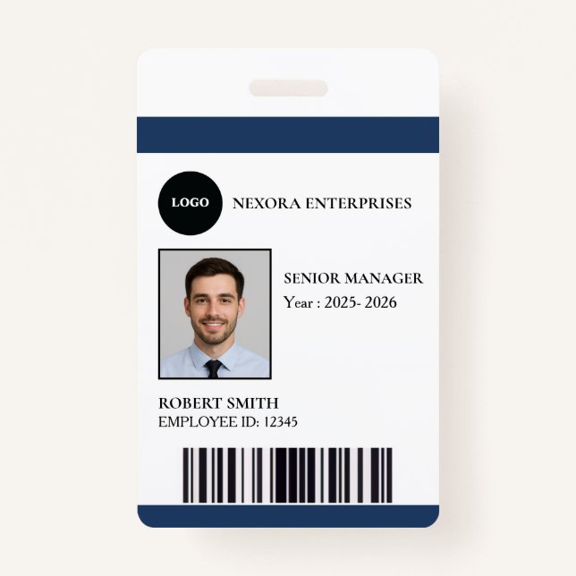 Badge Carte d'identité d'employé personnalisée | NOM DE  (Devant)