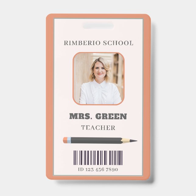 Badge Carte d'identité d'enseignant aux gribouillis simp (Avant)