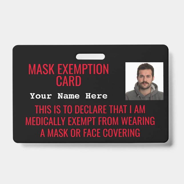 Badge Carte d'identité d'exemption de masque faciale (Avant)