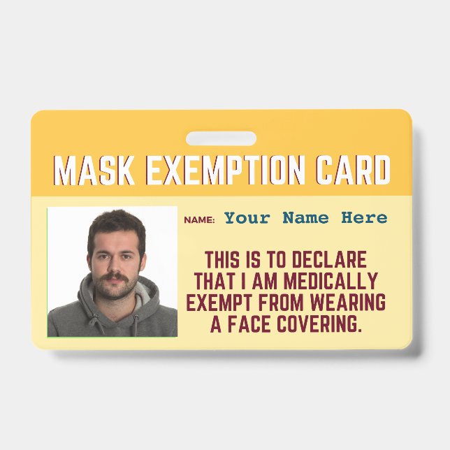 Badge Carte d'identité d'exemption de masque faciale (Avant)