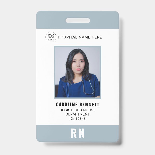 Badge Carte d'identité d'infirmière en chef avec logo de (Avant)