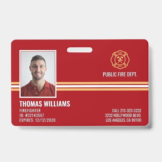 Badge Carte d'identité du personnel du service des incen (Avant)