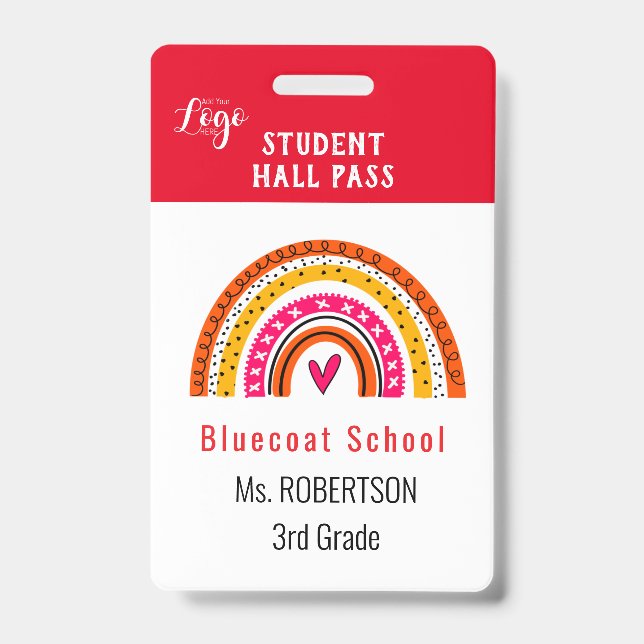 Badge Carte d'identité École enseignant ou élève arc-en- (Avant)