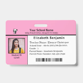 Badge Carte d'identité École pour enfants d'élèves