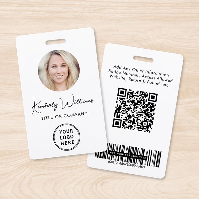 Badge Carte d'identité employé avec codes QR et codes-ba (Créateur téléchargé)