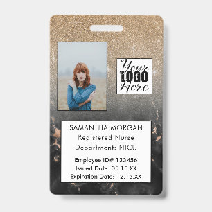 Badge Carte d'identité employé avec logo photo marbre pa