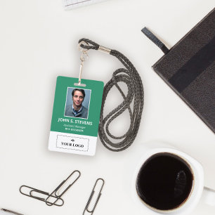 Badge Carte d'identité employé avec photo et logo vert b