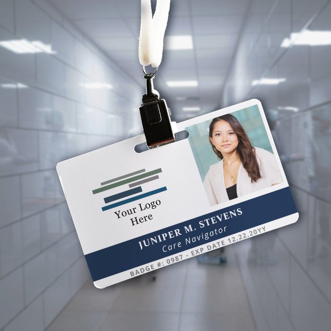 Badge Carte d'identité employé bleu marine avec logo et  (Créateur téléchargé)