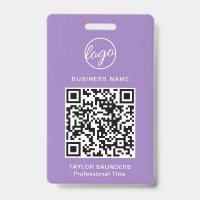 Carte d'identité employé Code QR Lilac simple