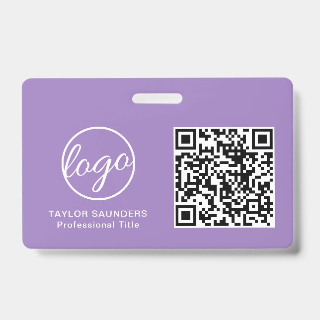 Badge Carte d'identité employé Code QR Lilas Simple (Avant)