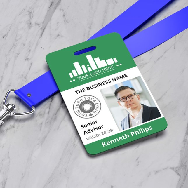 Badge Carte d'identité employé Deep Green Photo & 2 Logo (Créateur téléchargé)