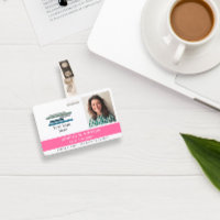 Carte d'identité employé rose avec logo et photo