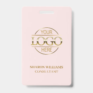 Badge Carte d'identité employé Rose Pâle avec Logo d'ent