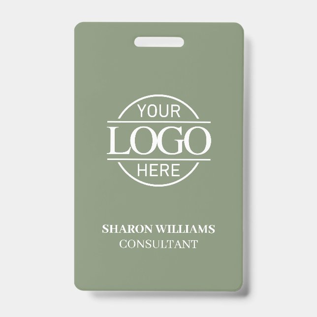 Badge Carte d'identité employé Vert Sauge avec logo d'en (Avant)