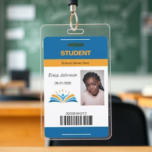 Badge Carte d'identité étudiante Bleue & Orange pour éco