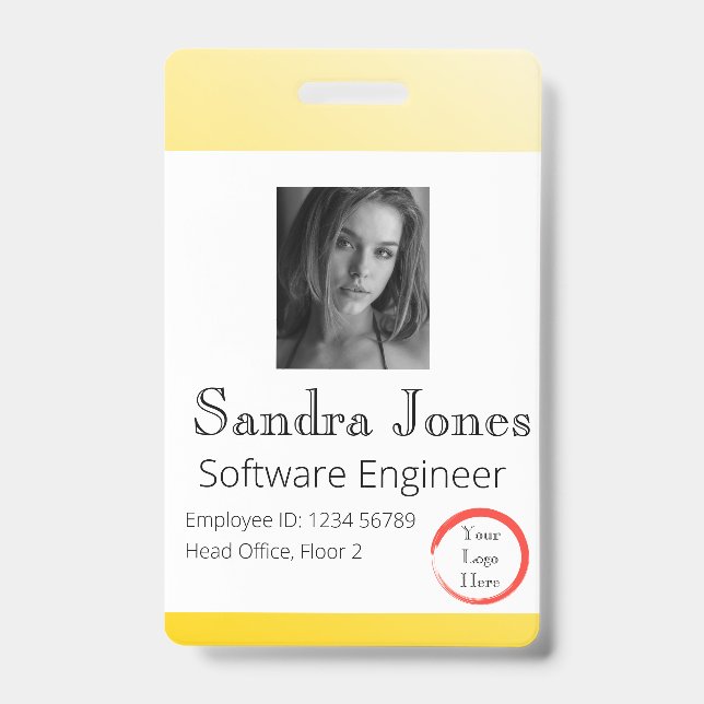 Badge Carte d'identité jaune vif (vertical/Portrait) (Avant)