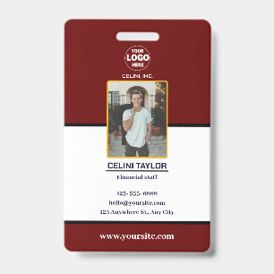 Badge Carte d'identité Marron Moderne avec Photo & Logo