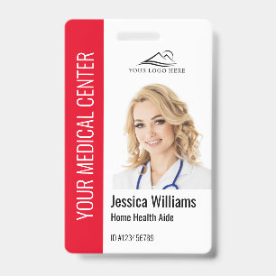 Badge Carte d'identité médicale d'aide à domicile en rou