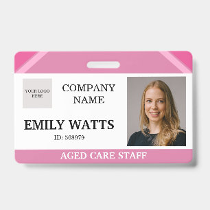 Badge Carte d'identité médicale rose pour infirmière en