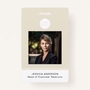 Badge Carte d'identité moderne Beige Minimal Logo photo 