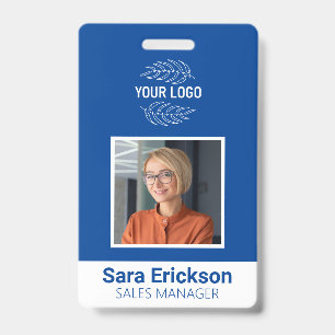Badge Carte d'identité moderne Blue Business Code barre