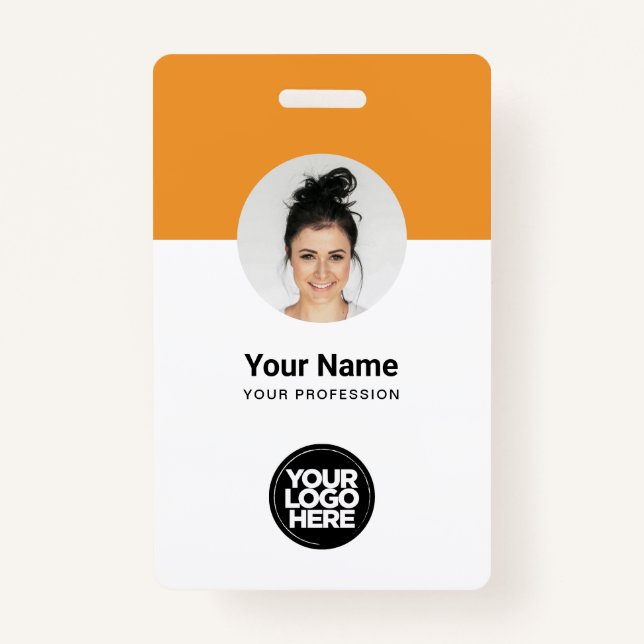 Badge Carte d'identité moderne personnalisée employé Tan (Devant)