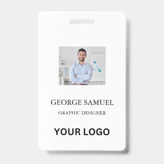 Badge Carte d'identité moderne | QR employé avec logo d' (Avant)