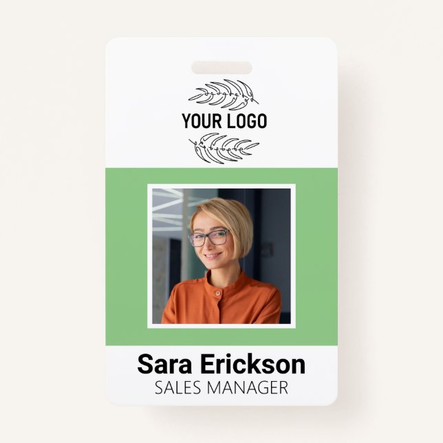 Badge Carte d'identité moderne verte Entreprise Employé  (Devant)