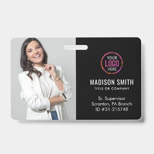 Badge Carte d'identité noire | Employé d'une entreprise  (Avant)