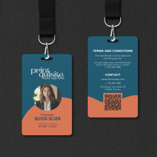 Badge Carte d'identité orange bleu ciel en gras - Code Q