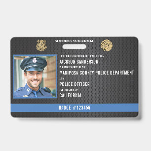 Badge Carte d'identité personnalisable d'agent de police