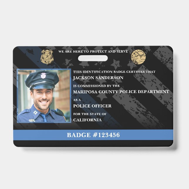 Badge Carte d'identité personnalisable de policier (Avant)