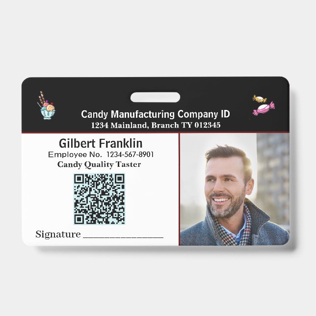 Badge Carte d'identité personnalisée avec photo et code  (Avant)